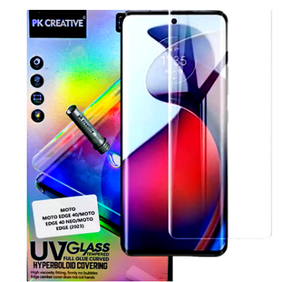 Tempered Glass UV Glass PK CREATIVE  Screen Protector Full Adhesive Curved Glass Protector compatible with Motorola Edge 40 moto EDGE 40NEO MOTO MOTO