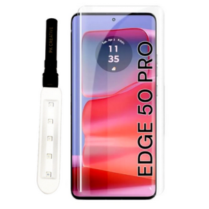 UV Glass PK CREATIVE Tempered Glass Screen Protector Full Adhesive Curved Glass Protector compatible with Motorola Edge 50 Pro 5G