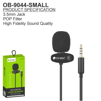 ONBIZ OB-9044 LAVALIER MICRO PHONE COLLAR MIC VIDEO RECORDER new wired collar mic SMALL MIC