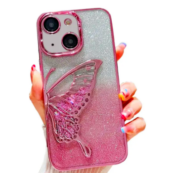 iPhone 13 glitter cover Designed Cover with Cute Butterfly Plating Design Aesthetic Women Teen Girls Back Cover Cases beautiful finishing 