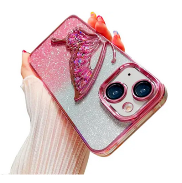 iPhone 13 glitter cover Designed Cover with Cute Butterfly Plating Design Aesthetic Women Teen Girls Back Cover Cases beautiful finishing 