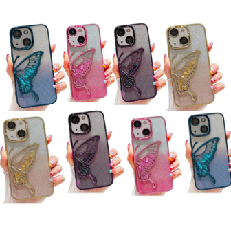 iPhone 13 glitter cover Designed Cover with Cute Butterfly Plating Design Aesthetic Women Teen Girls Back Cover Cases beautiful finishing 