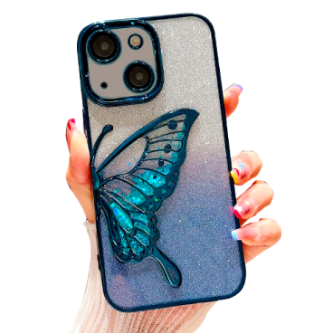 iPhone 13 glitter cover Designed Cover with Cute Butterfly Plating Design Aesthetic Women Teen Girls Back Cover Cases beautiful finishing 