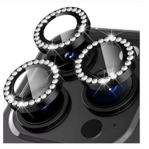 Diamond Camera Lens Protector Compatible for iPhone 14 Pro/iPhone 14 Pro Max, [Anti-Scratch] Premium Tempered Glass Film Aluminum Alloy Lens Ring Cover (Black)