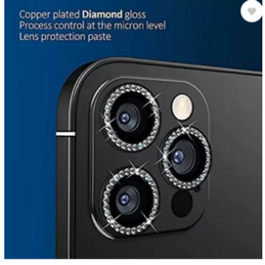Diamond Camera Lens Protector Compatible for iPhone 14 Pro/iPhone 14 Pro Max, [Anti-Scratch] Premium Tempered Glass Film Aluminum Alloy Lens Ring Cover (Black)