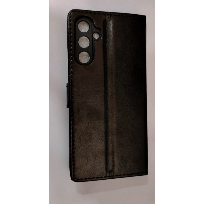 Flip Cover Back Case Cover HIGH QUALITY  for Samsung Galaxy A15 5G Flexible Leather Finish  Card Pockets Wallet Stand | Black)