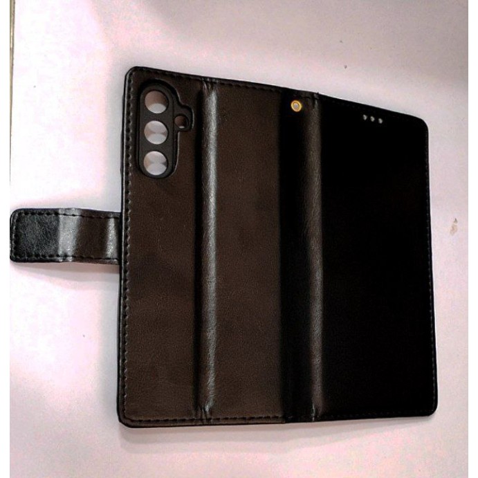 Flip Cover Back Case Cover HIGH QUALITY  for Samsung Galaxy A15 5G Flexible Leather Finish  Card Pockets Wallet Stand | Black)
