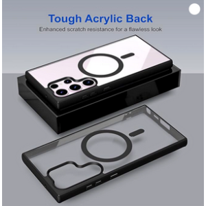 Transparent and black border  hard cover case protector Camera Protection Bump| Transparent Back Cover Case Compatible for Samsung S23 Ultra Black Bumper