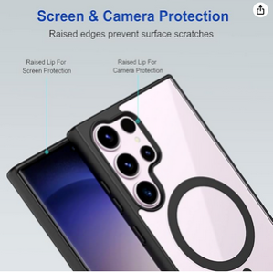 Transparent and black border  hard cover case protector Camera Protection Bump| Transparent Back Cover Case Compatible for Samsung S23 Ultra Black Bumper