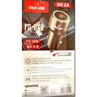 URBAN AUDIO car charger dock high-quality type-c and usb-type PD+USB fast charging UA-14 QC-3.0 PD 38W 
