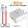 TIMBRESONIC 80 W Super VOOC 7 A Mobile Charger with Detachable Cable  (White, Cable Included) fast charger supporteble TYPE-C