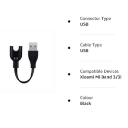 Mi Band 3/3i USB Adapter Power Charger Charging Cable Dock Charger Compatible for Xiaomi Mi Band 3/3i Smart band(Black)