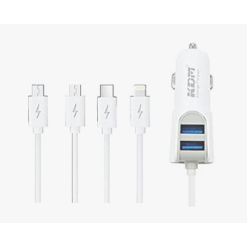 KDM car charger smart charger 3.4A maximum smart 6 in 1 dual usb car charger with 2 USB, 1MICRO, 2 TYPE-C, 1 LIGHTNING KDM-UC88