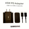 super Fast Charging 45W WITH USB-C TO USB-C 1m Cable Wall Charger PD Adapter with 1m Cable for Samsung Galaxy S23 Ultra/S23/S23+/S22/S22 Ultra/S22+/S21 Fe 5G/S20 Ultra/Z Fold 5/4/3/ Z Flip 5/4/3Earbuds/laptops