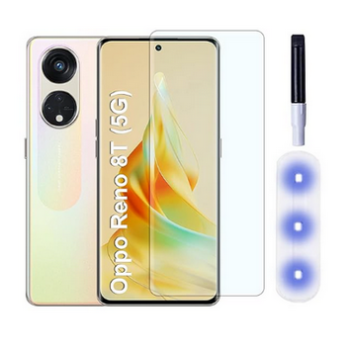 UV Tempered Glass for Oppo Reno 8T 5G Screen Protector Full Glue, HD Clarity Full Coverage, Anti-Scratch, Anti Bubble 3D Touch Accuracy for Oppo Reno 8T 5G
