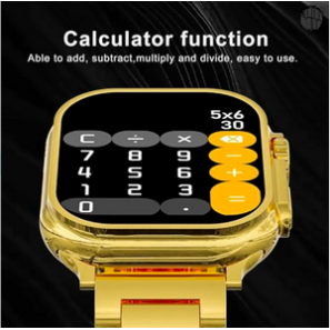 Smart Watch Golden, Golden Smartwatch for Men Stylish and Functional Ultra Watch - Golden Bracelet Strap - Bluetooth Call, Wireless Charging, Fitness Tracker - Golden