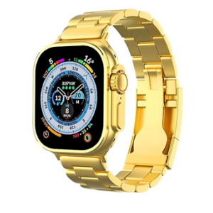 Smart Watch Golden, Golden Smartwatch for Men Stylish and Functional Ultra Watch - Golden Bracelet Strap - Bluetooth Call, Wireless Charging, Fitness Tracker - Golden