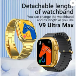 Smart Watch Golden, Golden Smartwatch for Men Stylish and Functional Ultra Watch - Golden Bracelet Strap - Bluetooth Call, Wireless Charging, Fitness Tracker - Golden