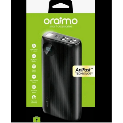 Oraimo 30000mAh Li-Polymer Power Bank Fast Charging with 15W Type C Input &Output Quick Charge,5 Ports Output,Multi-Layer Protection with LED Torch+ Type C Cable