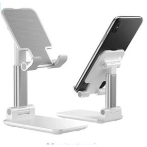 Hold Up Adjustable Cell Phone Stand, Foldable Portable Phone Stand Phone Holder for Desk, Desktop Tablet Stand Compatible with Mobile Phone/iPad/Tablet/Kindl (White)