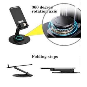 Bracket Mobile Phone Stand 360° Rotation Height and Angle Adjustable Cell Phone Stand for X-6 Desk Office Foldable Desktop Phone Holder for Smartphone 4-10'' Tablet Holder 