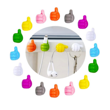 cable Thumb hook Wall Hooks Multipurpose Adhesive Silicone Key Hanger Multi colored Holder Makeup Brush Holder Cable Clip Key Hanger for Desk Home, Office, Car.