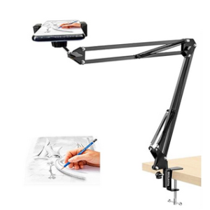 professional  Cell Phone Stand Holder Mount Flexible 360° Rotation Metal Long Lazy Arm Bracket for All Phones & Tablet Stand for Streaming Overhead Video Bed Office Kitchen (1X Phone Holder Free)