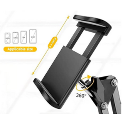 professional  Cell Phone Stand Holder Mount Flexible 360° Rotation Metal Long Lazy Arm Bracket for All Phones & Tablet Stand for Streaming Overhead Video Bed Office Kitchen (1X Phone Holder Free)