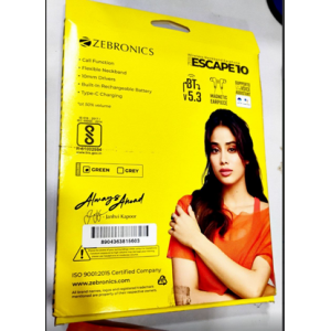 zebronics wireless neckband earphone hd sound and 20h backup ESCPE10 Bluetooth heandset [green, in the ear]