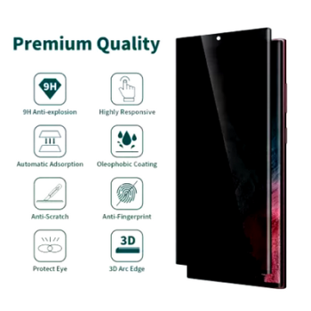 privacy Tempered Glass HD clarity  Fingerprint Unlock Anti-Spy Edge to Edge Screen Protector Guard for Samsung Galaxy S24 Ultra 5G
