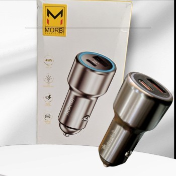 MORBI car charger 45W with quick charger, charging cable type-c and 45W with USB and TYPE-C 2 PORT charger smart portable F-56