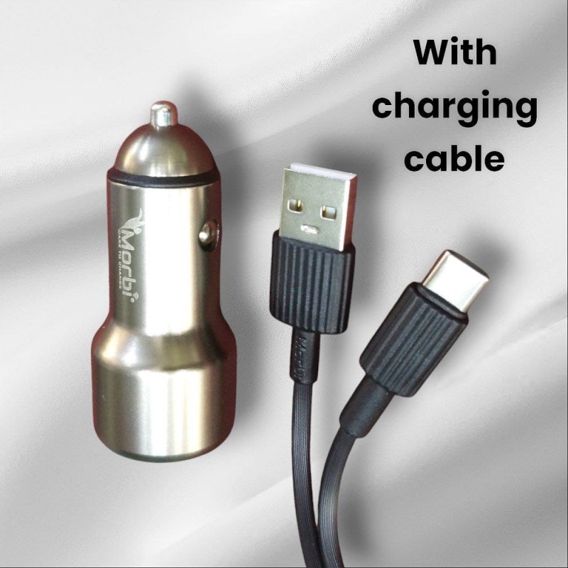 MORBI car charger 45W with quick charger, charging cable type-c and 45W with USB and TYPE-C 2 PORT charger smart portable F-56