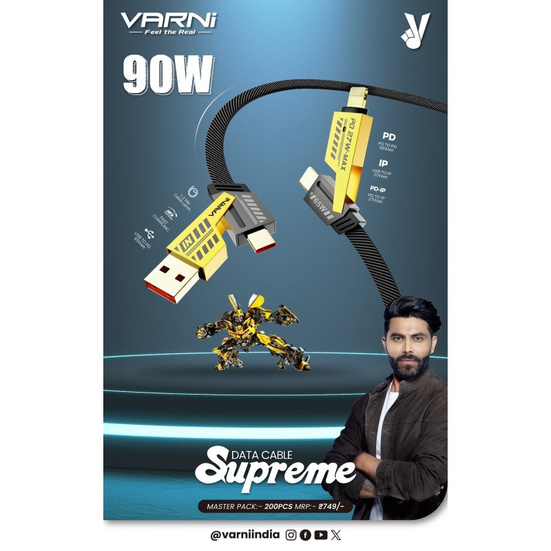 VARNI supreme 90W fast data charging cable with 4 in 1 cable 