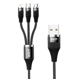Kdm K4 3 in 1 Fast Charging Cable high-quality 18w and 1200mm fast charging cable compatible with smart phone, iphone, Samsung, android devices support cable 