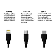 Kdm K4 3 in 1 Fast Charging Cable high-quality 18w and 1200mm fast charging cable compatible with smart phone, iphone, Samsung, android devices support cable 