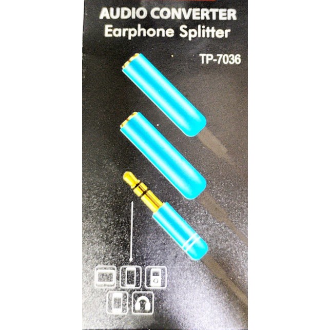 troops Audio Cable 0.2 m 3.5mm Audio Stereo Y Splitter Cable 3.5mm Male to 2 Port 3.5mm Female TP-7036 compatible with Earphone, Headset Splitter Adapter, Compatible for iPhone, Samsung,  Tablets, , 