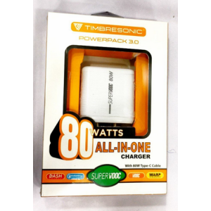 TIMBRESONIC 80 W Super VOOC 7 A Mobile Charger with Detachable Cable  (White, Cable Included) fast charger supporteble TYPE-C