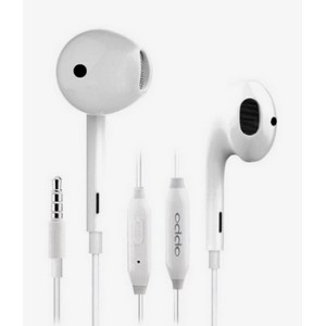 OPPO High Sound audio Earphones Noise Isolating White Wired Headset 0.33mm Jack With Mic (White, In the Ear)