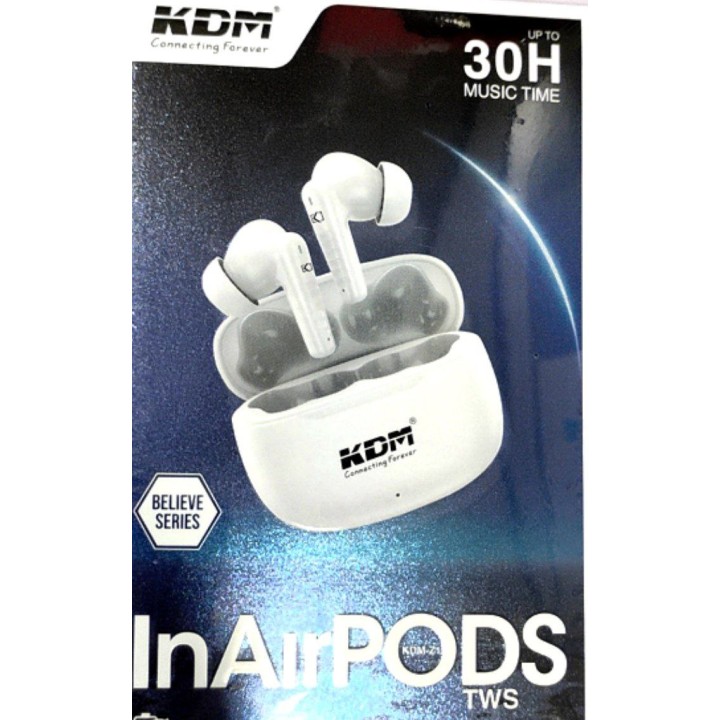 KDM wireless Bluetooth inAirpods TWS 30H music time with silicone cover case HD sound audio quality KDM-Z1 type-c charging cable