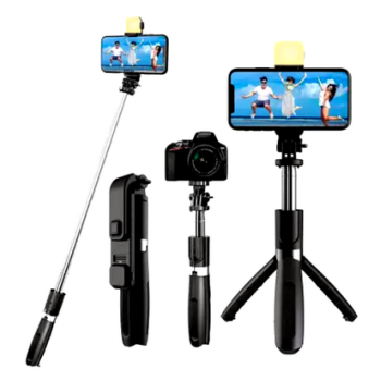 Bluetooth wireless Selfie Sticks with Remote and Selfie Light for Smartphones with Adjustable Clamp R1S