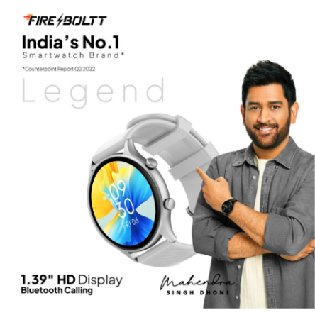 Fire-Bolt Legend Smartwatch, 3.53 cm (1.39 inch) HD Display, Bluetooth Calling, Upto 7 Days Battery, 123 Sports Modes, In-Built Games, IP67 Water Resistant, AI Voice Assistant 