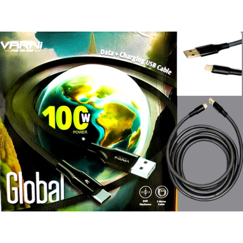 VARNI data charging cable GLOBAL cable fast cable 100W power USB cable USB to type-C high- quality flexible cable 2 meters cable