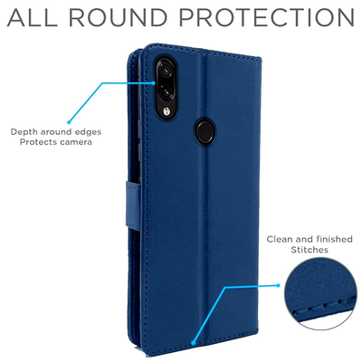flip cover case mobile protector high quality leather finishing with Card Pockets Wallet Stand and Shock Proof compatible with mi note 7