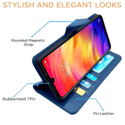 flip cover case mobile protector high quality leather finishing with Card Pockets Wallet Stand and Shock Proof compatible with mi note 7