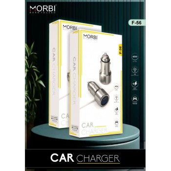 car charger mobile adapter MORBI fast charger dock high-speed QUICK 3.0 and 45W with USB and TYPE-C 2 PORT charger smart portable F-56