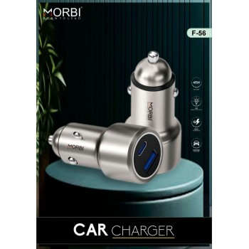 car charger mobile adapter MORBI fast charger dock high-speed QUICK 3.0 and 45W with USB and TYPE-C 2 PORT charger smart portable F-56