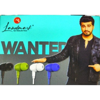 Wanted Earphones LM-283EB Ear Wired Earphones with Mic, 3.5mm Audio Jack, 10mm Drivers, Phone/Tablet Compatible Powerful bass and Clear Sound