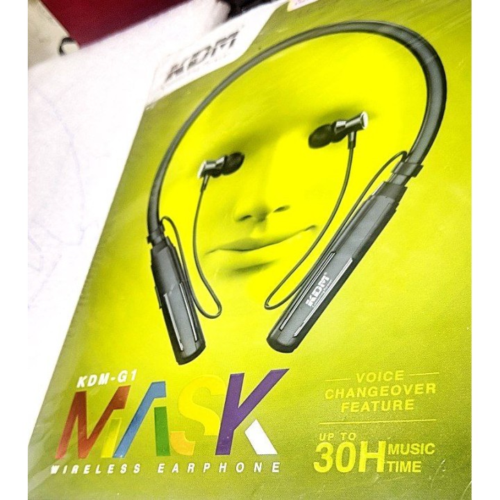 Wireless BLUETOOTH neckband earphone KDM HD sound audio quality up to 30H MUSIC TIME AND 3 TYPE VOICE CHANGES  FEATURE KDM-G1