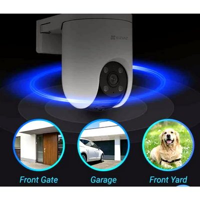 EZVIZ smart home camera H8C 4G 2K Pan Tilt Camera with AI Powered Human Detection, Color Night Vision, Two Way Talk, Weatherproof Design All SIM Support,  micro SD card 512 supported