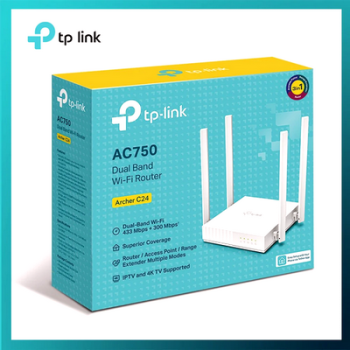 Tp-link WIFI Router AC750 Archer c24 dual band Router speed 5 GHz 433 Mbps 2.4 GHz 300 Mbps supported 4× Fixed Antennas 